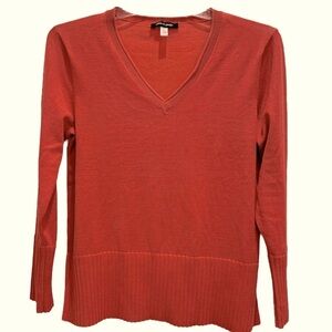 NWOT Cable & Gauge Size Large Coral V-Neck 3/4 Sleeves Lightweight Sweater